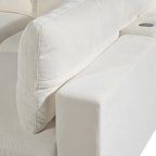 Beige Upholstered 4-Seater Modular Sectional Sofa with Wireless Charging