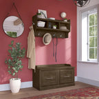 Woodland 40W Shoe Bench with Doors & Wall Coat Rack