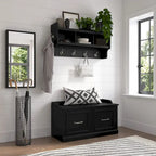 Woodland 40W Shoe Bench with Doors & Wall Coat Rack