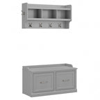 Woodland 40W Shoe Bench with Doors & Wall Coat Rack