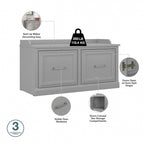 Woodland 40W Shoe Bench with Doors & Wall Coat Rack
