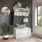 Woodland 40W Shoe Bench with Doors & Wall Coat Rack