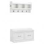 Woodland 40W Shoe Bench with Doors & Wall Coat Rack
