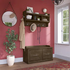Woodland 40W Shoe Bench with Doors & Wall Coat Rack