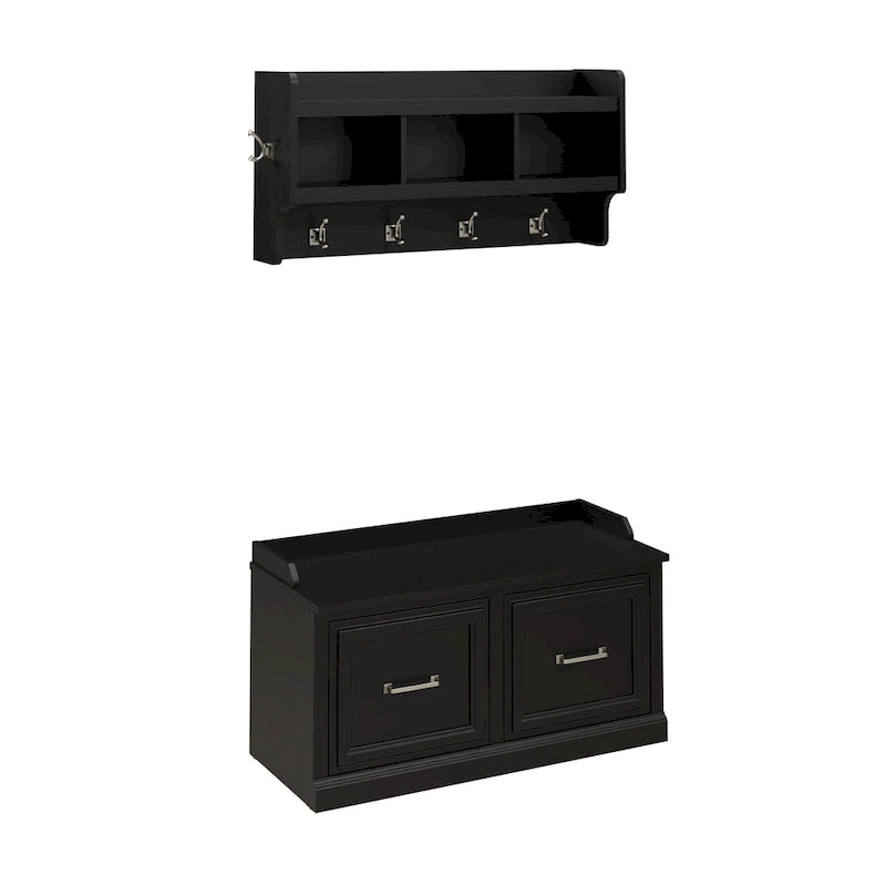 Woodland 40W Shoe Bench with Doors & Wall Coat Rack