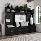 Woodland 40W Shoe Bench with Doors & Wall Coat Rack