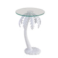 Hedda 24.75 Mid-Century Vintage Glass Top Metal Palm Tree End Table
