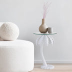 Hedda 24.75 Mid-Century Vintage Glass Top Metal Palm Tree End Table