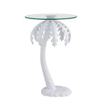 Hedda 24.75 Mid-Century Vintage Glass Top Metal Palm Tree End Table