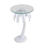 Hedda 24.75 Mid-Century Vintage Glass Top Metal Palm Tree End Table
