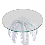 Hedda 24.75 Mid-Century Vintage Glass Top Metal Palm Tree End Table