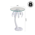 Hedda 24.75 Mid-Century Vintage Glass Top Metal Palm Tree End Table
