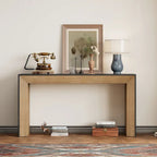 Elegant Console Table with Fireplace-Inspired Design and Wood Veneer Top