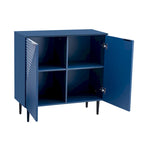 -  Set of 2 Modern Side Cabinets with Adjustable Shelves and Geometric Door Design