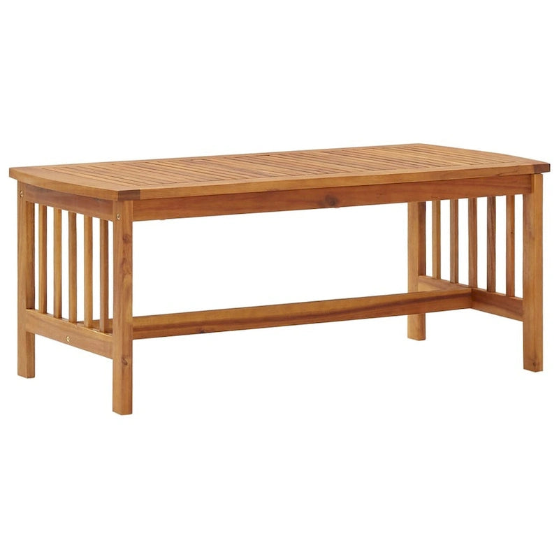 Mia Coffee Table, Brown Acacia Wood, Slatted Rectangular 40 Inch