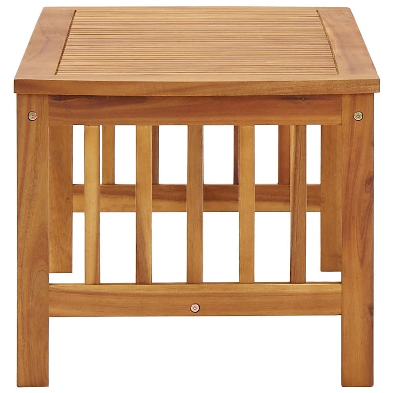 Mia Coffee Table, Brown Acacia Wood, Slatted Rectangular 40 Inch