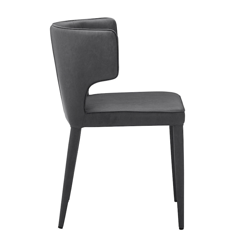 Extended Wingback Modern Leather Dining Chair