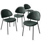 Set of 4 Upholstered PU Leather Dining Chairs Mid-Century Modern Dining Chairs with Curved Backrest for Dining Room Kitchen