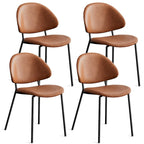 Set of 4 Upholstered PU Leather Dining Chairs Mid-Century Modern Dining Chairs with Curved Backrest for Dining Room Kitchen