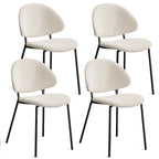 Set of 4 Upholstered PU Leather Dining Chairs Mid-Century Modern Dining Chairs with Curved Backrest for Dining Room Kitchen