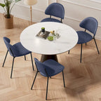 Set of 4 Upholstered PU Leather Dining Chairs Mid-Century Modern Dining Chairs with Curved Backrest for Dining Room Kitchen