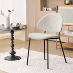 Set of 4 Upholstered PU Leather Dining Chairs Mid-Century Modern Dining Chairs with Curved Backrest for Dining Room Kitchen
