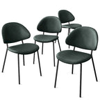 Set of 4 Upholstered PU Leather Dining Chairs Mid-Century Modern Dining Chairs with Curved Backrest for Dining Room Kitchen