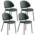 Set of 4 Upholstered PU Leather Dining Chairs Mid-Century Modern Dining Chairs with Curved Backrest for Dining Room Kitchen