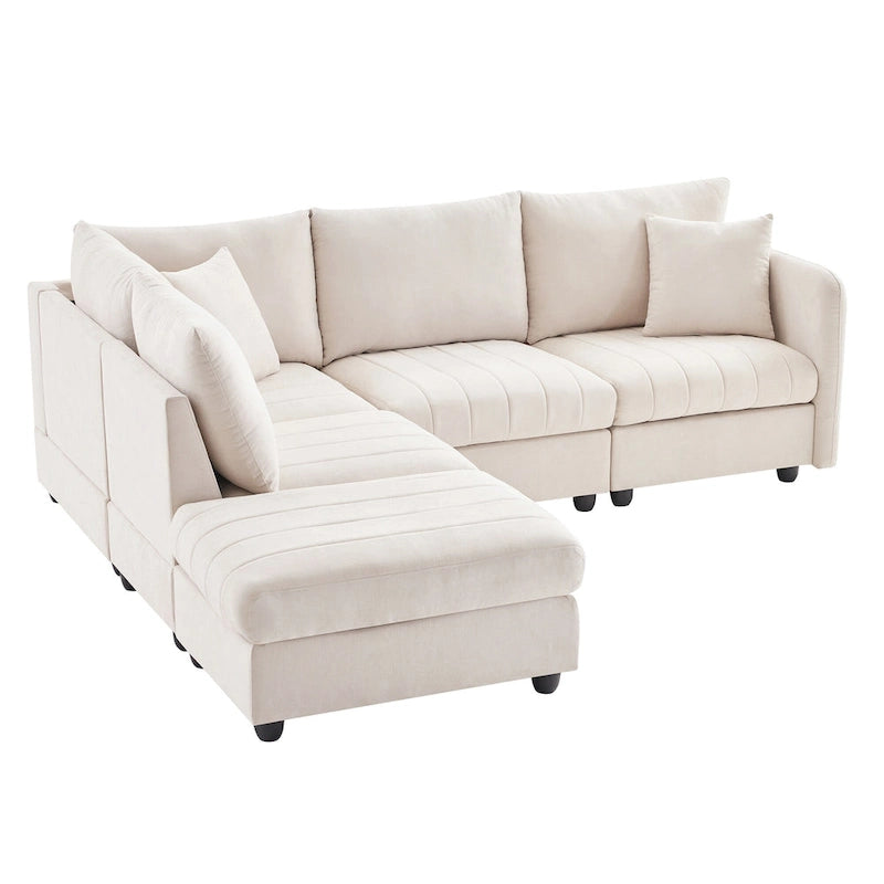 L-Shaped Modular Sectional Sofa, Upholstered Deep Seat Cloud Couch