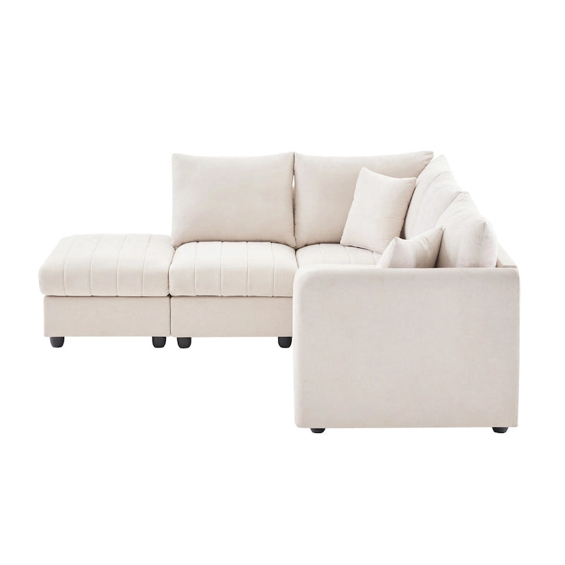 L-Shaped Modular Sectional Sofa, Upholstered Deep Seat Cloud Couch