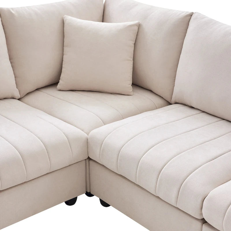 L-Shaped Modular Sectional Sofa, Upholstered Deep Seat Cloud Couch