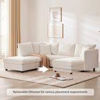 L-Shaped Modular Sectional Sofa, Upholstered Deep Seat Cloud Couch