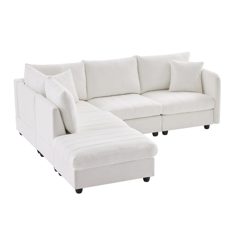 L-Shaped Modular Sectional Sofa, Upholstered Deep Seat Cloud Couch