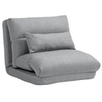 Gray 27.6 Folding Chaise Lounge Chair with Pillow
