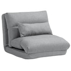 Gray 27.6 Folding Chaise Lounge Chair with Pillow
