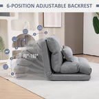 Gray 27.6 Folding Chaise Lounge Chair with Pillow