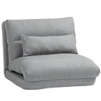 Gray 27.6 Folding Chaise Lounge Chair with Pillow