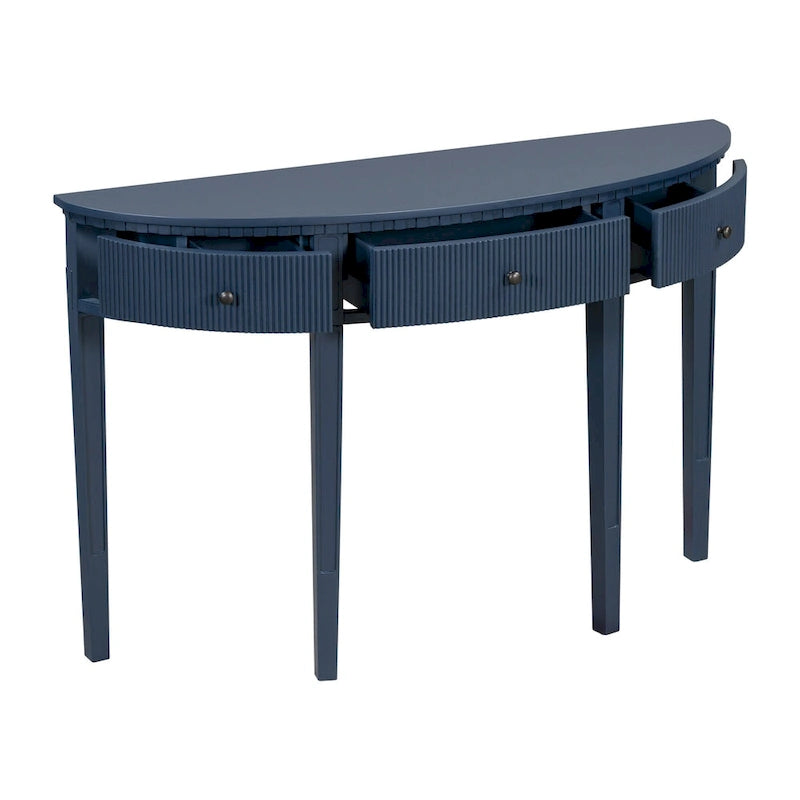51.1 Modern Curved Console Table with Vertical Stripe Drawer Fronts for Entryway, Hallway, Living Room