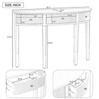 51.1 Modern Curved Console Table with Vertical Stripe Drawer Fronts for Entryway, Hallway, Living Room
