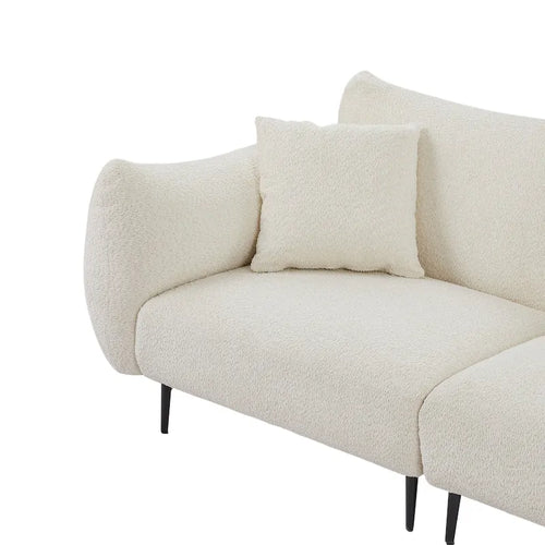 64 Classic Fabric 2-Seater Sofa with Wood Frame & 2 Pillows