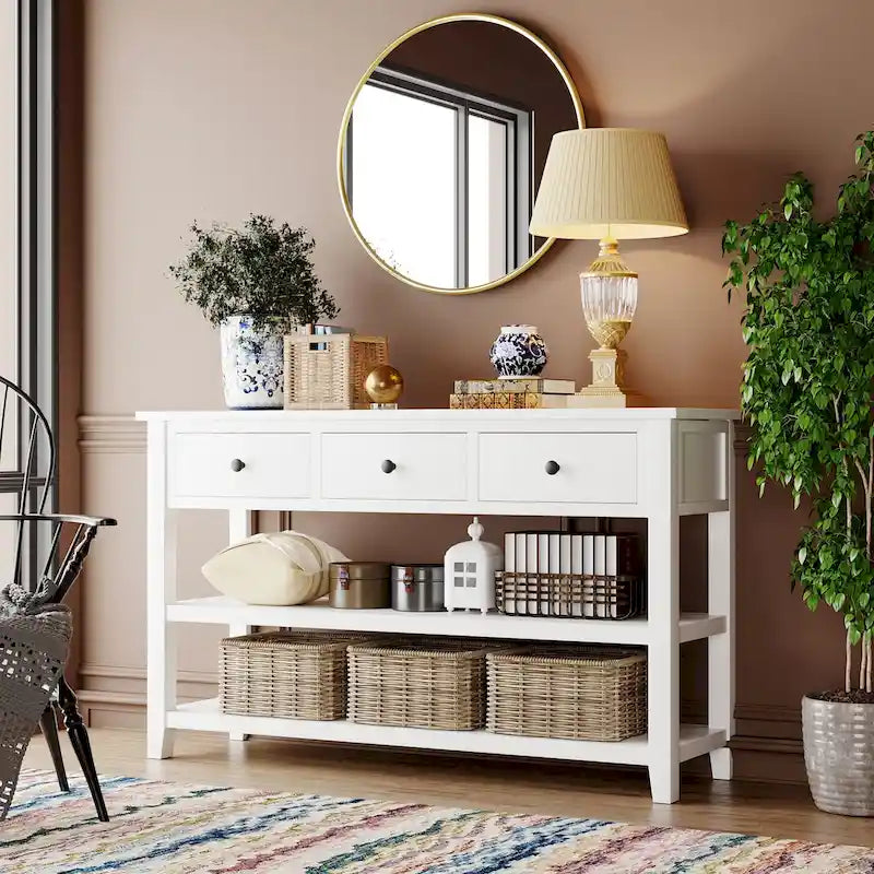 Console Table with 2-open Shelves - 16.00 x 50.00 x 30.00