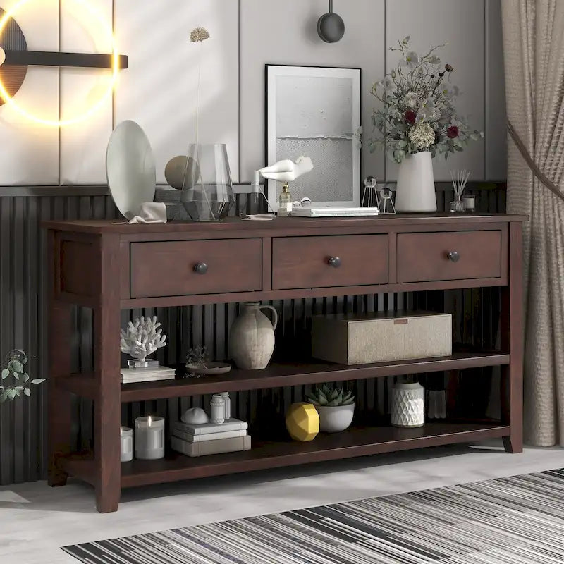 Console Table with 2-open Shelves - 16.00 x 50.00 x 30.00
