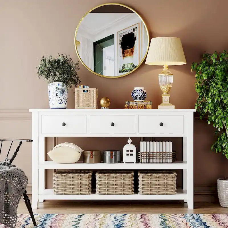 Console Table with 2-open Shelves - 16.00 x 50.00 x 30.00