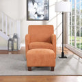   Chair & Ottoman Herringbone Orange with Medium Espresso Legs