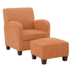 Chair & Ottoman Herringbone Orange with Medium Espresso Legs