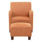 Chair & Ottoman Herringbone Orange with Medium Espresso Legs