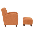 Chair & Ottoman Herringbone Orange with Medium Espresso Legs