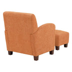 Chair & Ottoman Herringbone Orange with Medium Espresso Legs