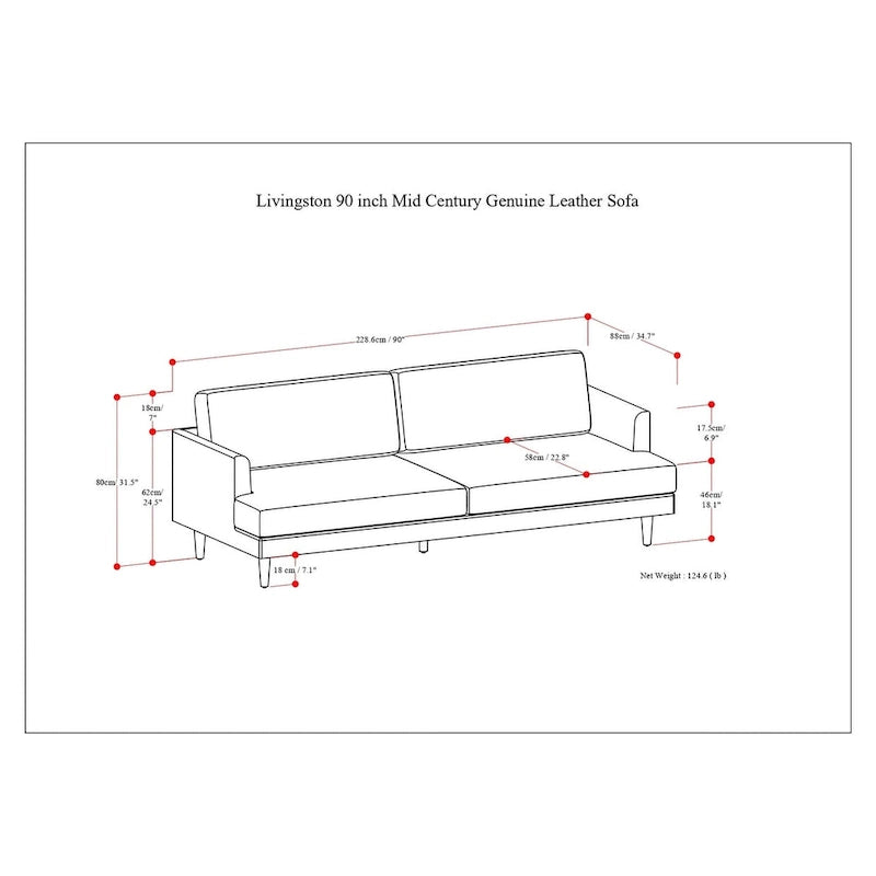 WYNDENHALL Chloris 90 inch Wide Mid-Century Modern Sofa