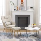 Hausfame Faux Leather Wingback Chairs with Ottoman Accent Chairs Living Room Chairs